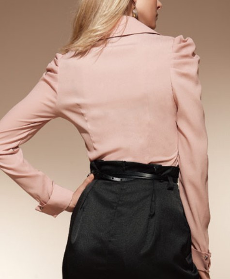 Women blouses pink color long sleeve - Click Image to Close